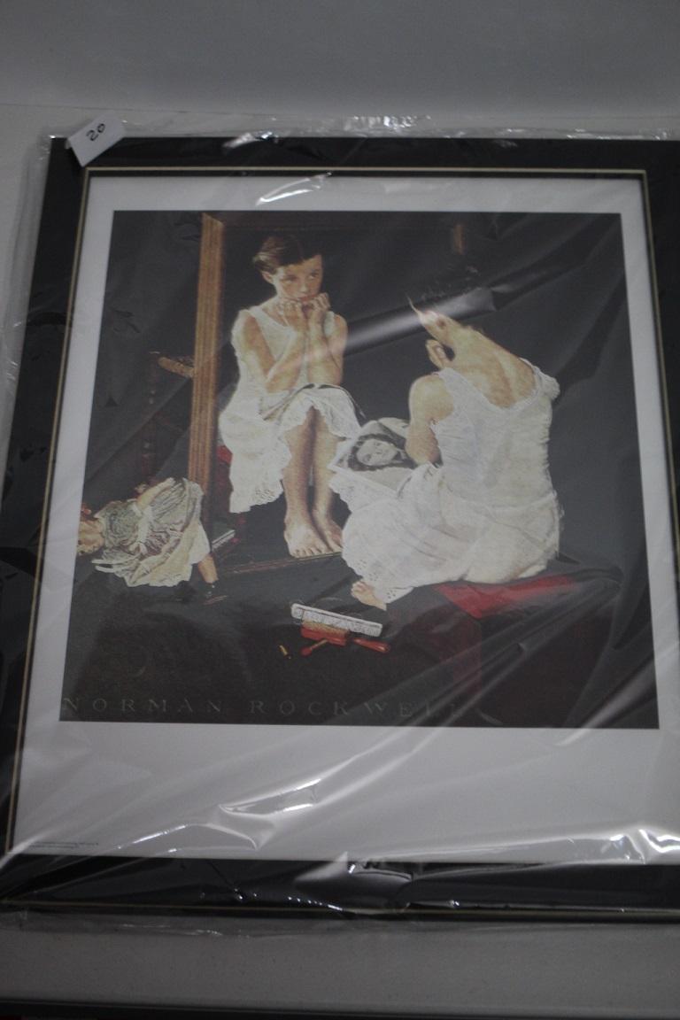 Framed Under Glass Norman Rockwell Girl At Mirror Print