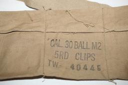 Military Bandolier Pouch, Cal.30, Ball, M2, 5 RD Clips, TW 40445, 21" x 4 1/2"