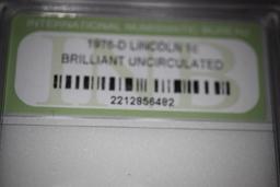1976-D Lincoln Penny, Brilliant Uncirculated, International Numismatic Bureau, 2212856482