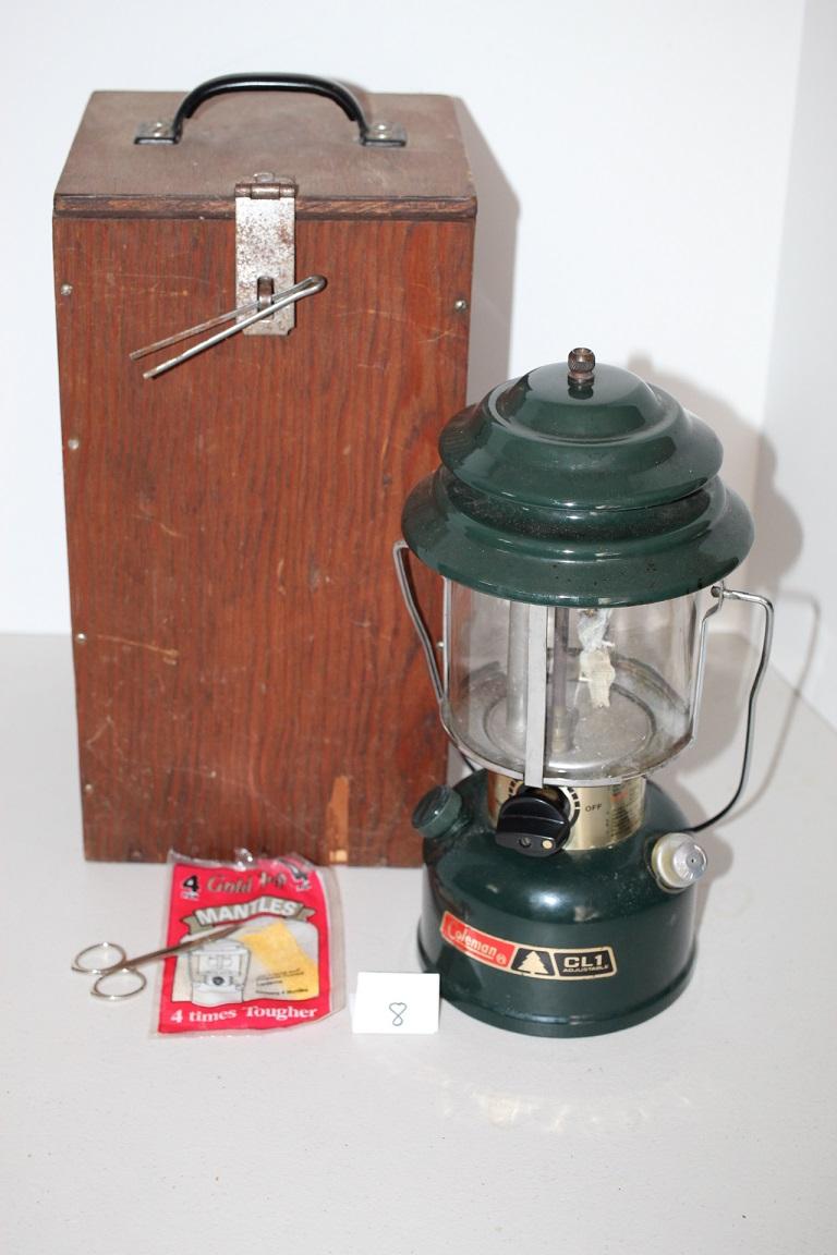 Coleman CL1 Adjustable Lantern With Custom Wooden Case, Case-13 1/2"L x 7 1/4" x 7 1/4"