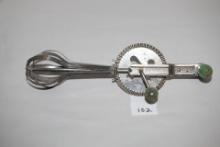 Vintage A & J Hand Mixer/Egg Beater, High Speed, Super Center Drive, Metal With Wood Handle