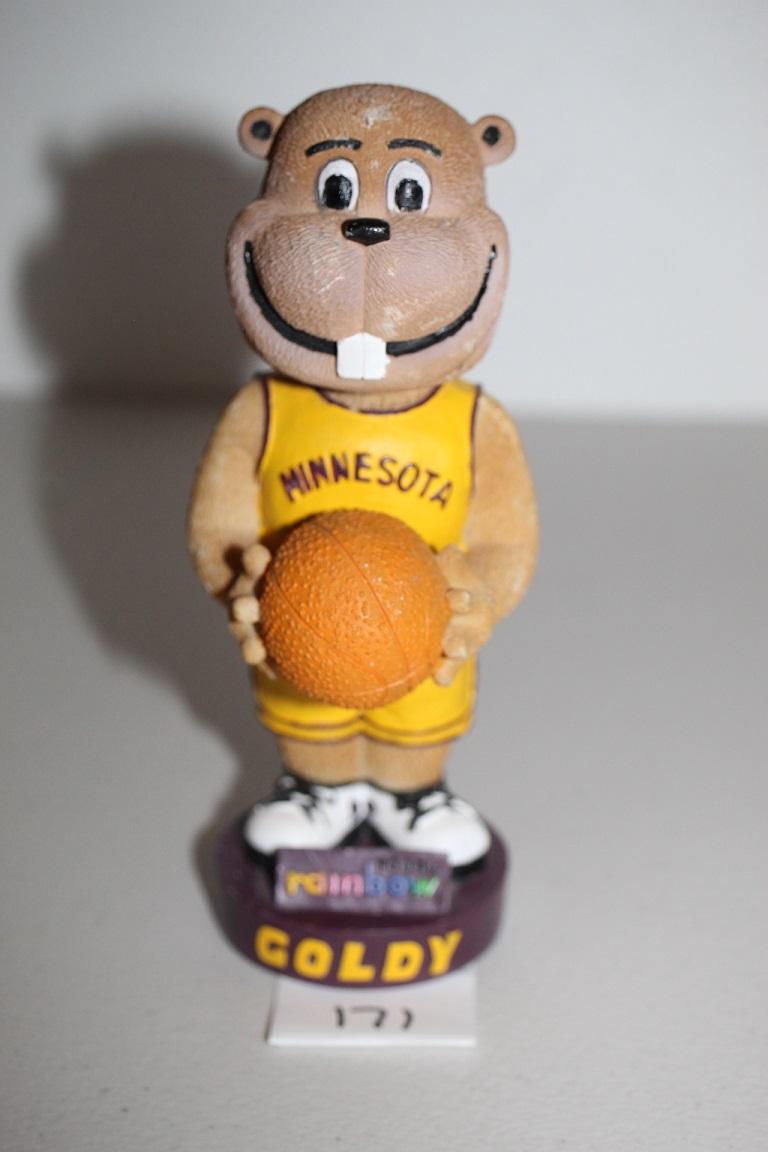 Goldy Basketball Bobblehead, Minnesota Golden Gophers, Rainbow Foods, Bobble Dobbles, 6 1/2"