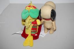Vintage Snoopy Doll, 1958 '66 United Feature Synd., Vinyl Rubber, 8", Woodstock On Sled-2012