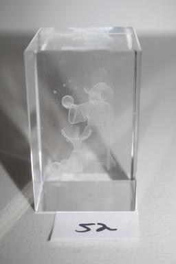 Wizard 3D Laser Etched Glass Paperweight, 3" x 2" Square