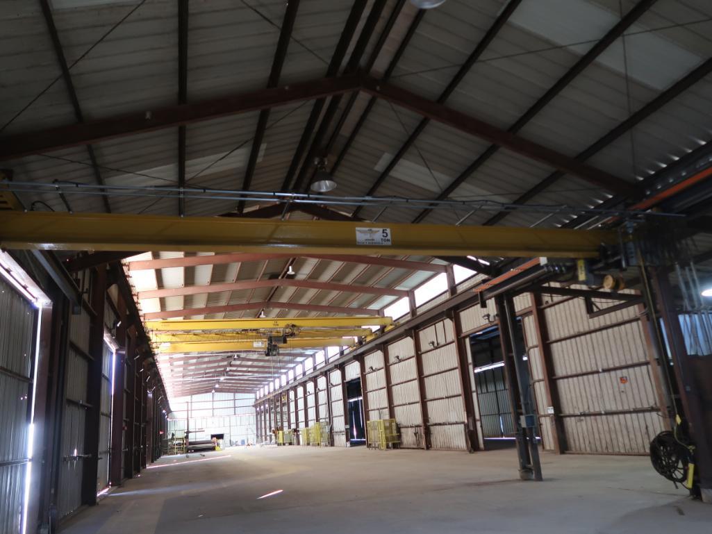 ABSOLUTE 5-TON X 35' (EST) TOP RIDING SINGLE GIRDER OVERHEAD BRIDGE CRANE, S/N ACS-8692-A, WITH YALE