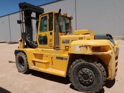 HYUNDAI DIESEL FORKLIFT, 35,000-LB. CAP., HYDRAULIC 8' POSITIONING FORK, ENCLOSED CAB, 6.7 LITER