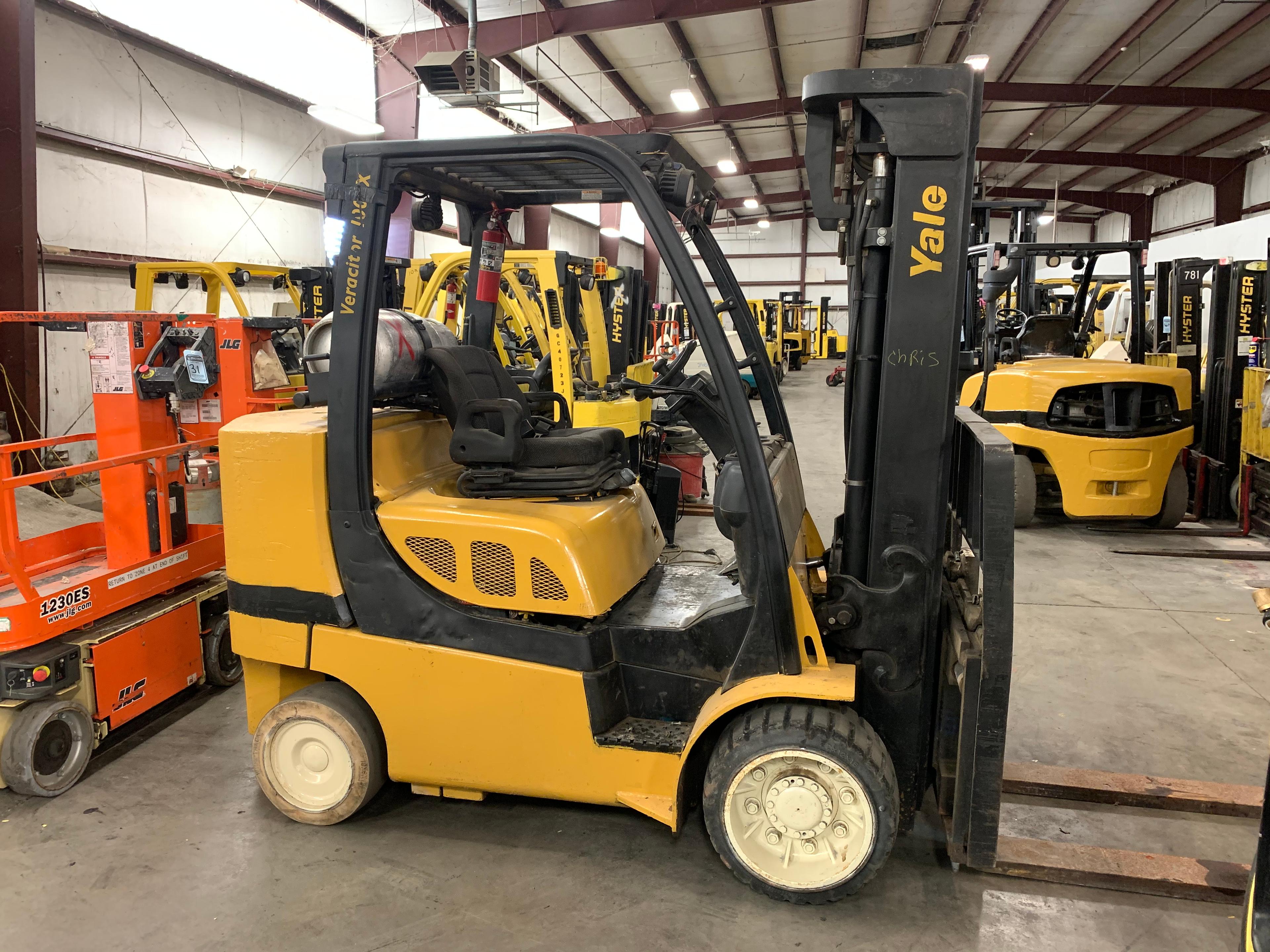 2011 YALE 10,000-LB. Capacity Forklift, Mod: GLC100VX, LP, SOLID Tires, 3-Stage