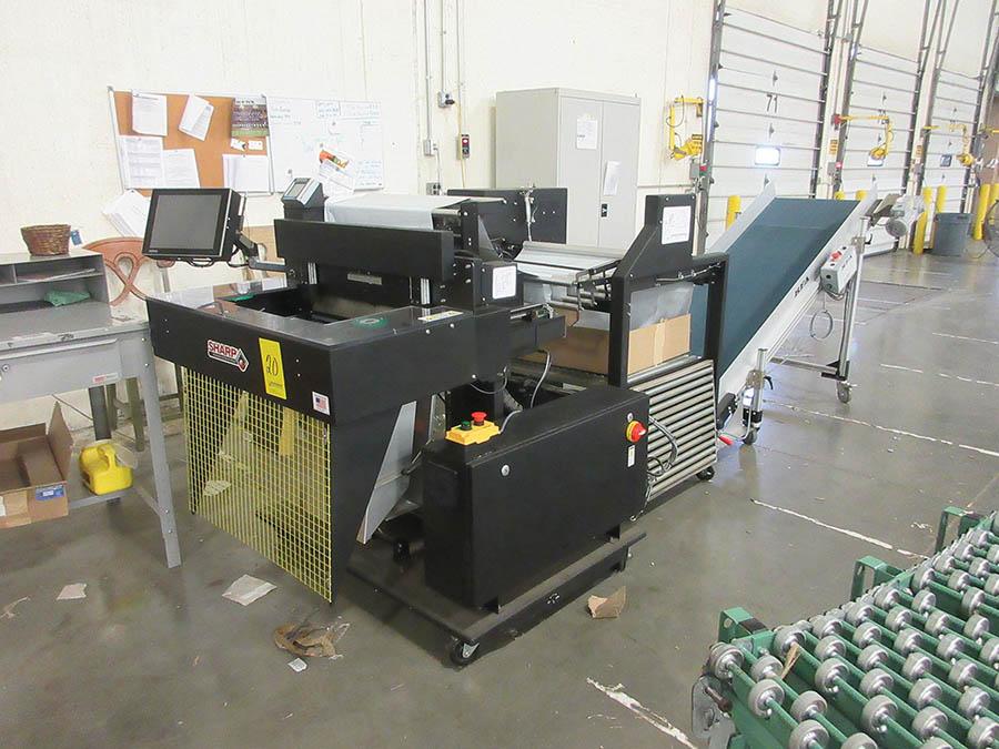 2018 SHARP PACK & SEAL MACHINE, S/N MAX24-18A-1170-11, W/ HFA 26'' X 86'' MOTORIZED BELT CONVEYOR