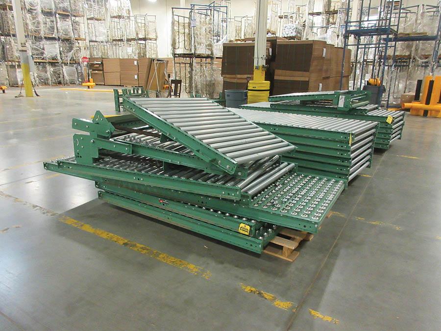 ROACH CONVEYORS (4) SECTIONS MOTORIZED BELT CONVEYOR 36'' W., (7) SECTIONS ROLLERBALL CONVEYOR