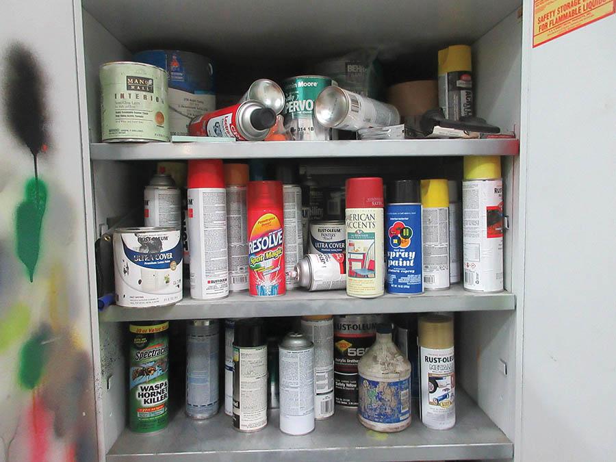 SECURALL FLAMMABLE LIQUID STORAGE CABINET, W/ CONTENT