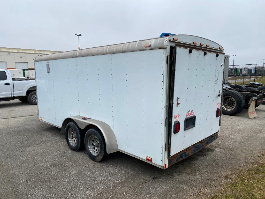 2005 CARGO MATE 16' CARGO TRAILER, MODEL CM716TA2, SIDE DOOR, RAMP DOOR, TANDEM AXLE, VIN 5NHUCM6255