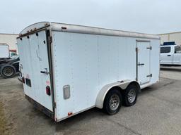 2005 CARGO MATE 16' CARGO TRAILER, MODEL CM716TA2, SIDE DOOR, RAMP DOOR, TANDEM AXLE, VIN 5NHUCM6255