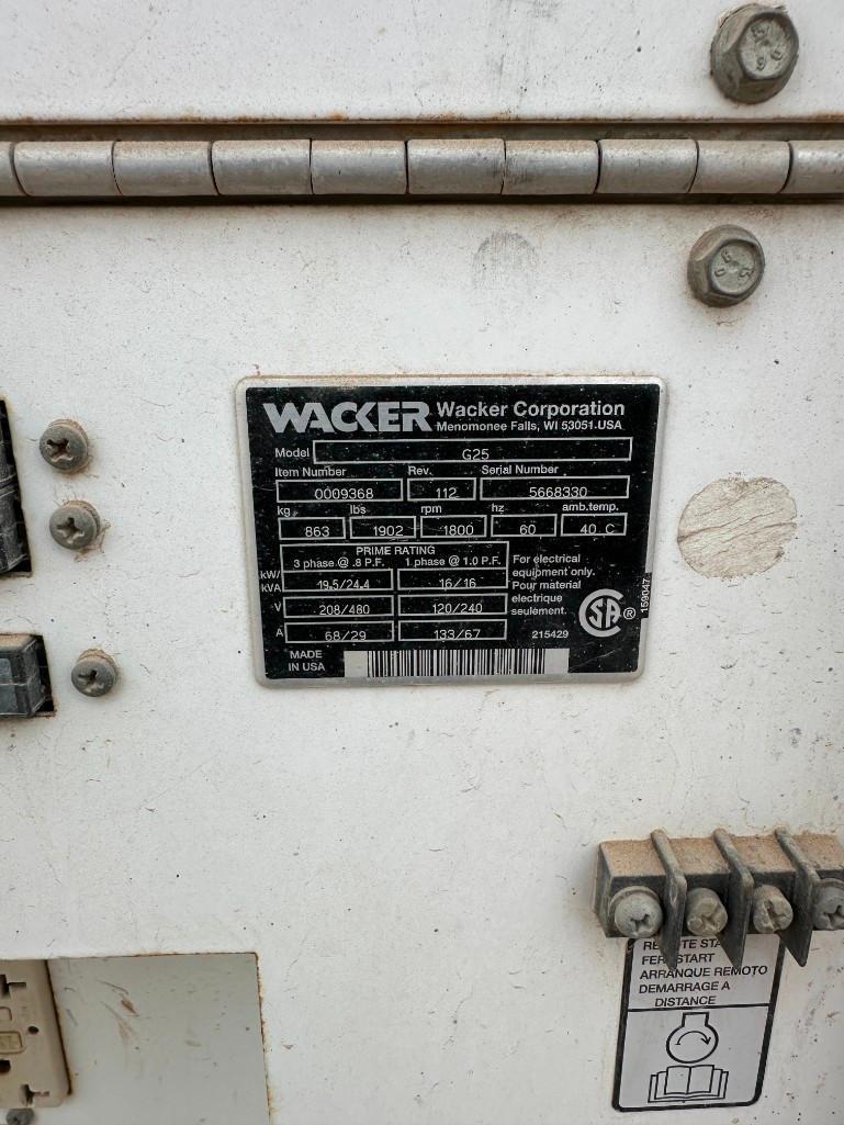 Wacker G25 Diesel Powered Generator, Trailer Mounted, S/N 5668330