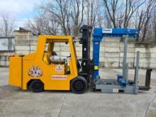 Caterpillar 30,000 LB. Forklift, Model E300, S/N 6990, 116" 2-Stage Mast, 15" W Solid Cushion Tires,