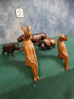Five Hand Carved African Animals