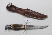 York Cutlery Co. Stag Handle Knife 4-3/4" Blade Solingen Germany
