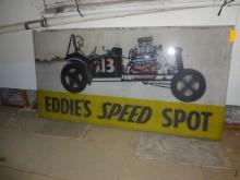 Eddies Speed Shop Hand Painted Vintage Sign MAN CAVE OLD SCHOOL