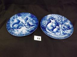 2 Blue Decorative Mother's Day Plates, 7.75" dia