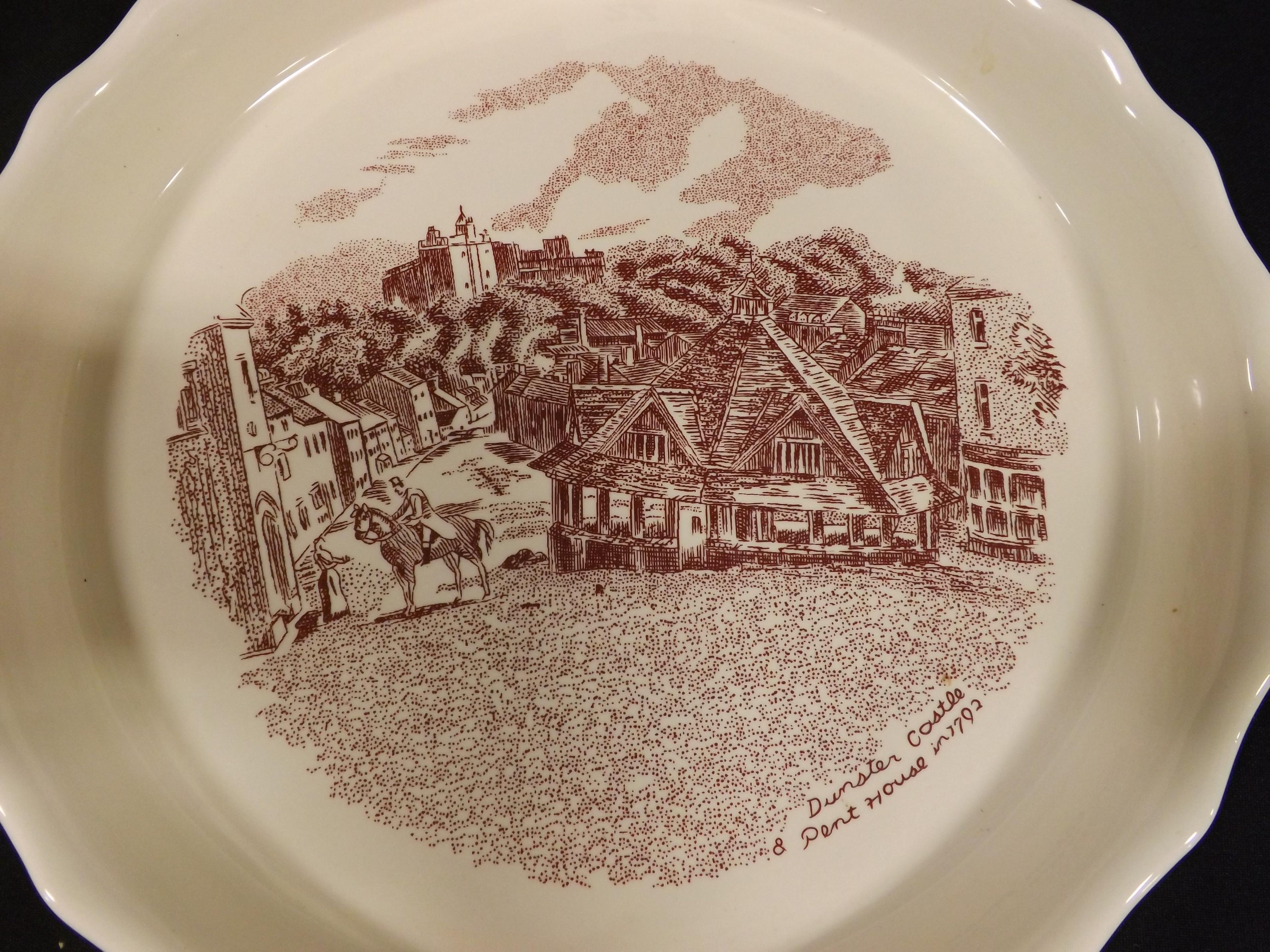 Dunster Castle Pie/Baking Plate in Old Britain Castles Pink