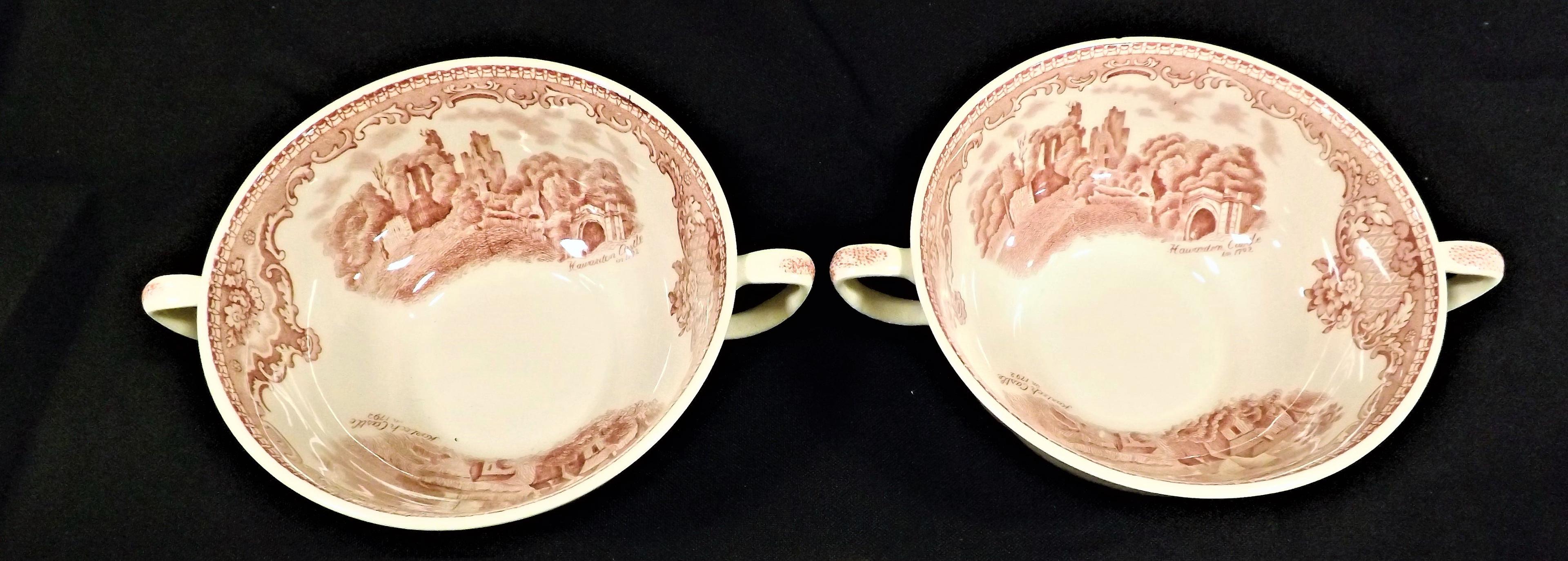 2 Flat Cream Soup Bowl & Saucer Set by Johnson Bros