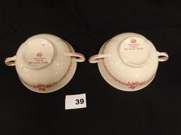 2 Flat Cream Soup Bowl & Saucer Set by Johnson Bros