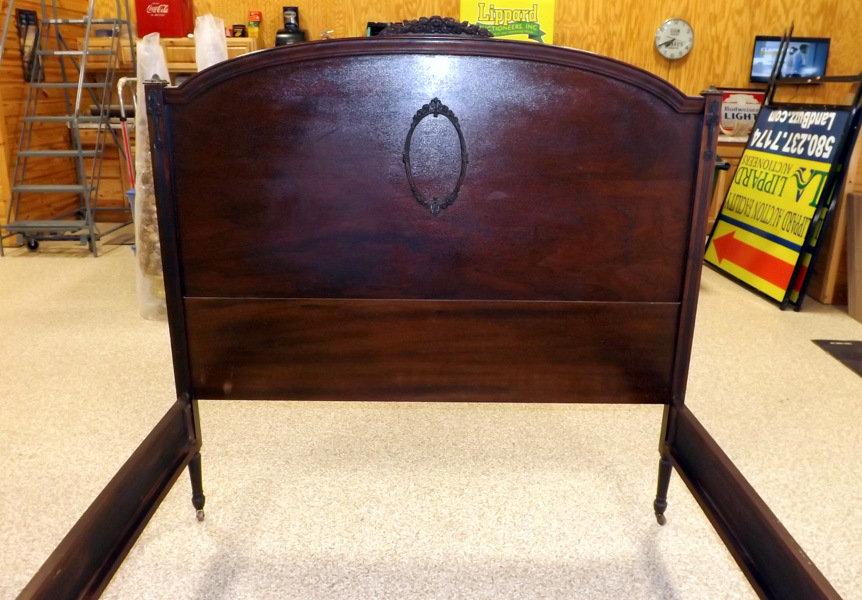 Antique Full Size Bed w/Headboard & Curved Footboard