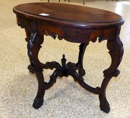 Oval Coffee Table w/Decorative lets & Inlaid Top