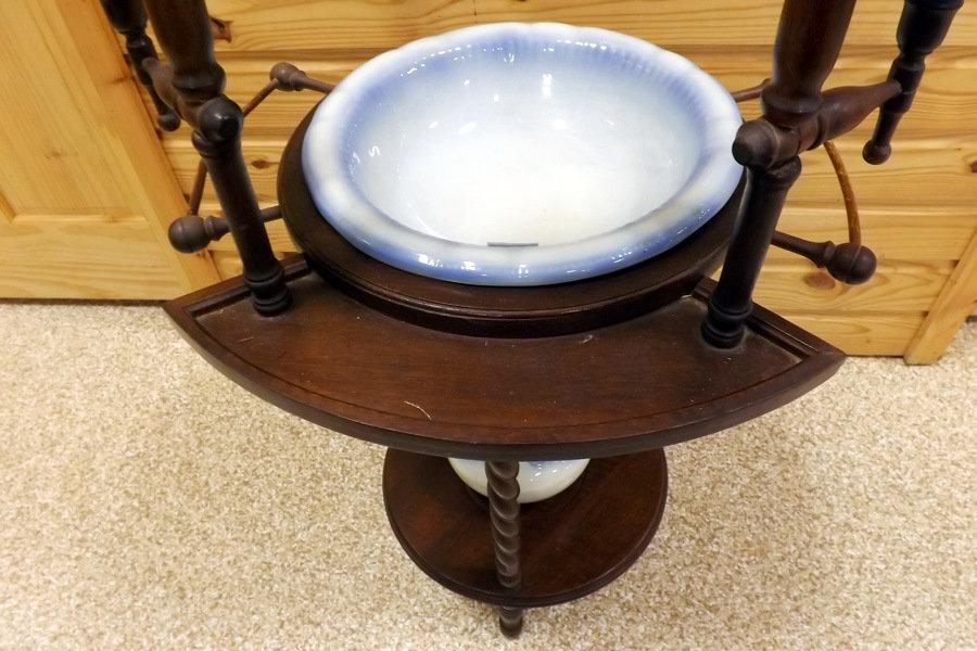 Antique Mirrored Wash Stand w/Pitcher & Basin