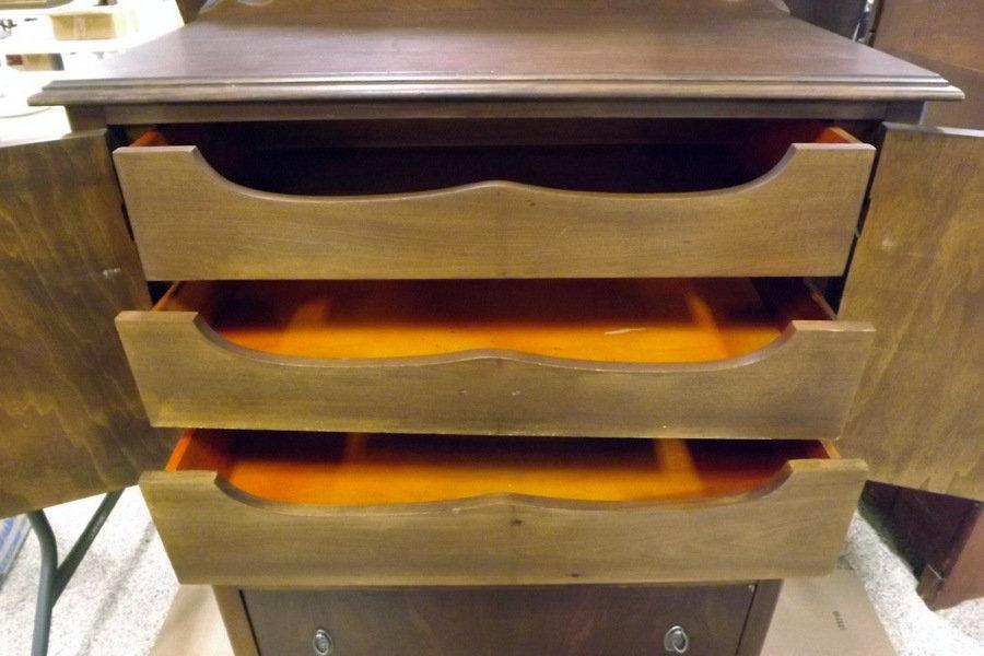 Vintage Wood Gentleman's Dresser on Casters