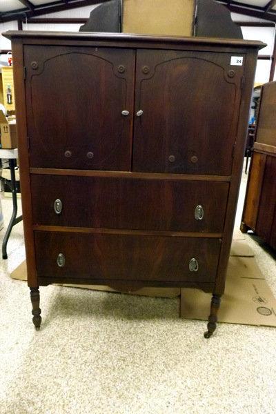 Vintage Wood Gentleman's Dresser on Casters