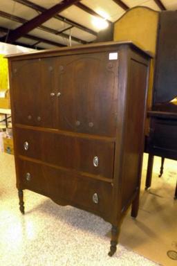 Vintage Wood Gentleman's Dresser on Casters