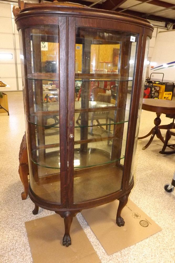 Rounded Glass & Wood Display Case