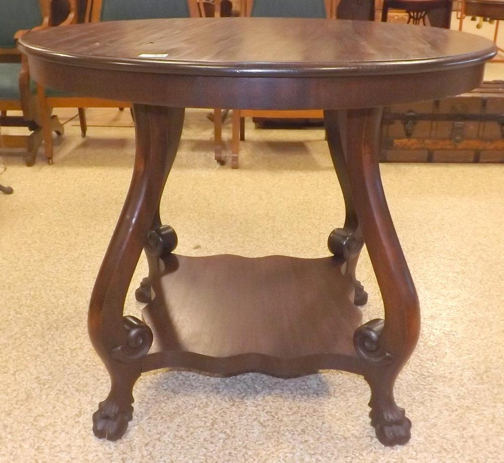 Round Claw Foot Table w/Shelf on Bottom