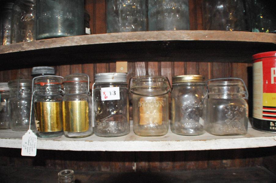 6 ASSORTED CANNING/GLASS JARS