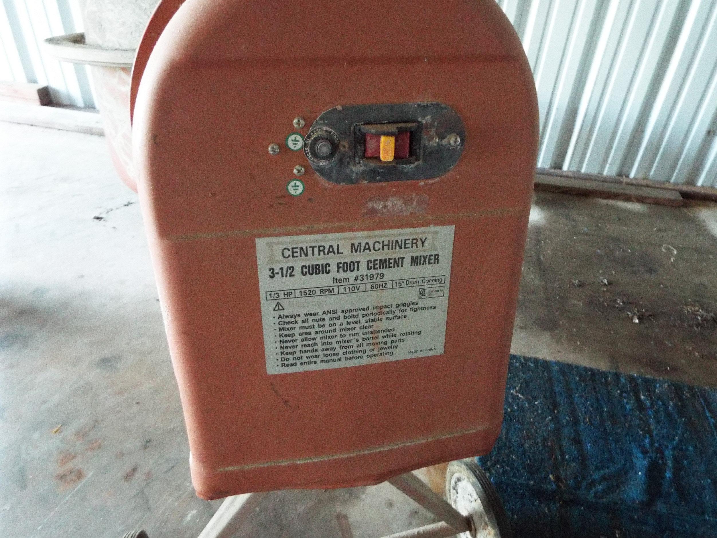 Central Machine 3.5 Cubic Foot Concrete Mixer