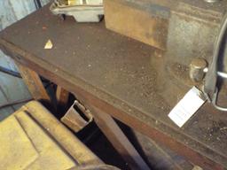 Vice and steel table, table 2’ x 3½’