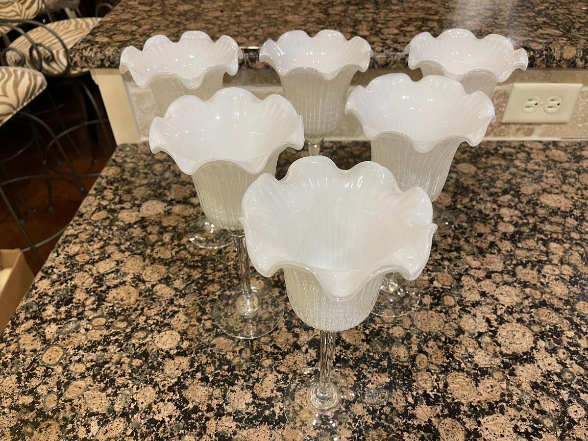 (6) Lilly Glass Stemware Goblets