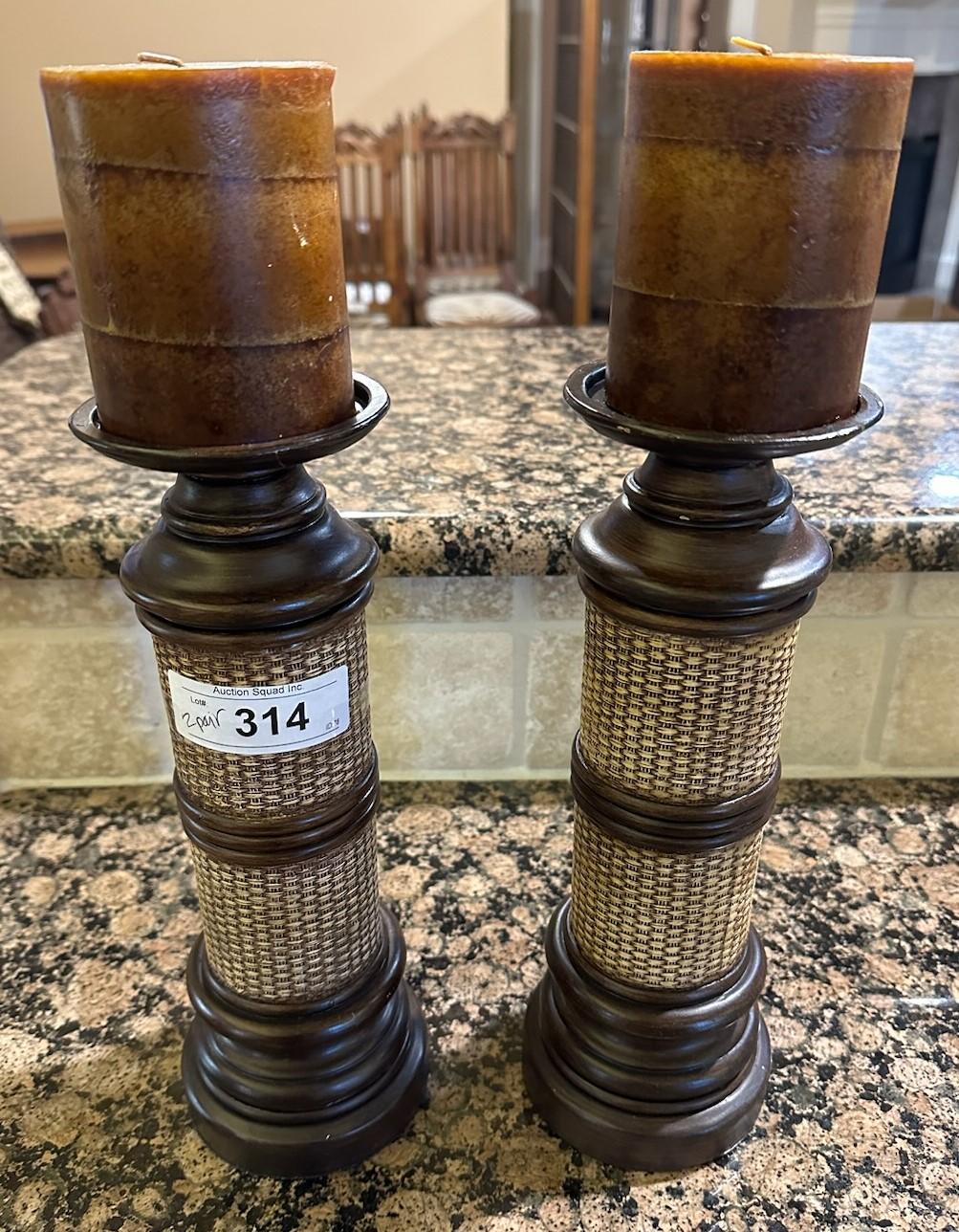 2 Pair of Decorative Wooden Candlesticks