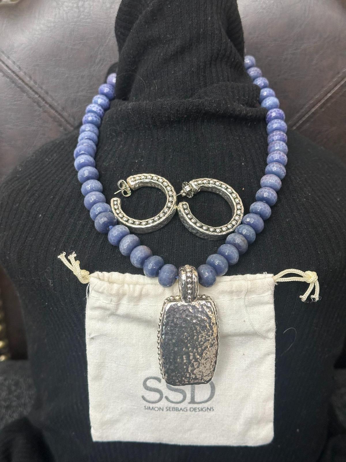 Simon Sebbage Blue Natural Stone Necklace  (18")