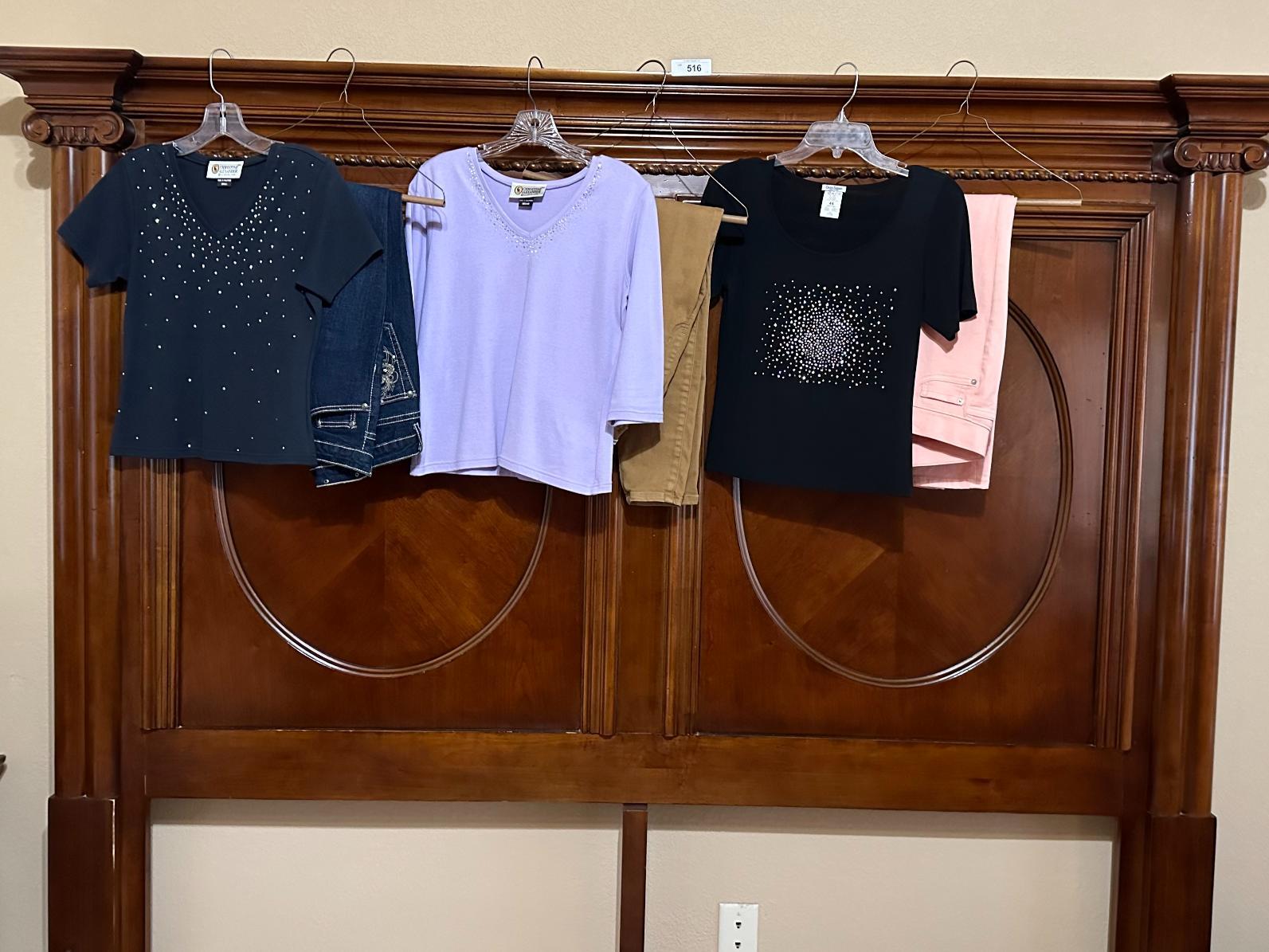 (6) 3 Outfits, Jeans/Pants Size 6, Size Small Tops