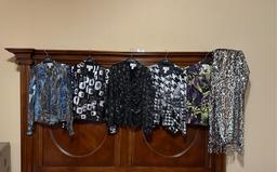 (5) Joseph Ribkoff Blouses Size 6 and Sequin wrap