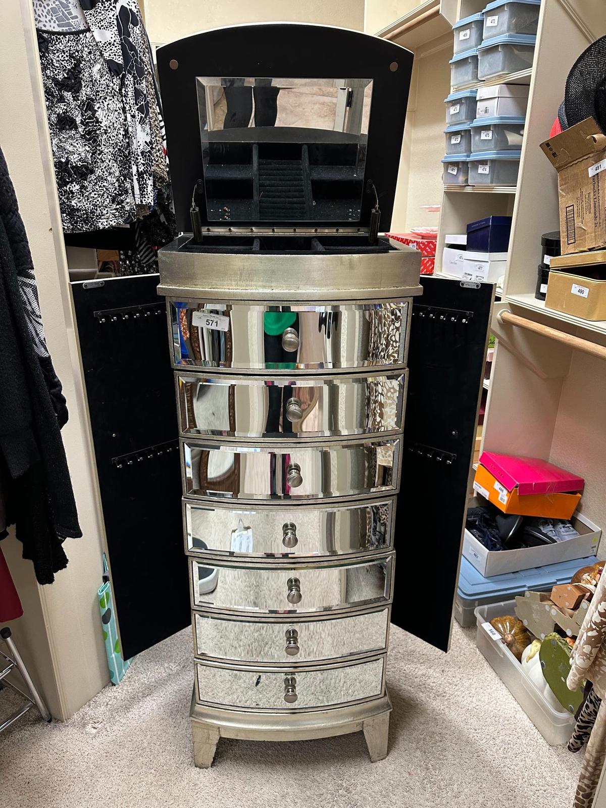 Large 7 Drawer Mirrored Armoire