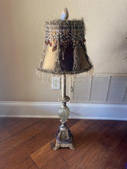 Metal Table Lamp with Fringe/ Jeweled Shade