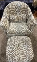 Zebra Print Plush Chair with Ottoman