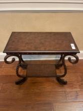 Scrolled Rod Iron & Cherry End Tables
