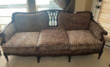 Cupid's Bow Cheetah Print Cherry Wood Parlor Sofa