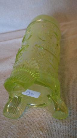 Fenton yellow footed vase 7.5” 2001 HOACGA