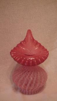 Cranberry opalescent tulip vase