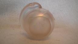 Snake toothpick holder, light pink with white wavy lines design, signed Crider 2007, 2”H x 2.25”W
