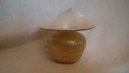 Spittoon, gold & white, crackle design